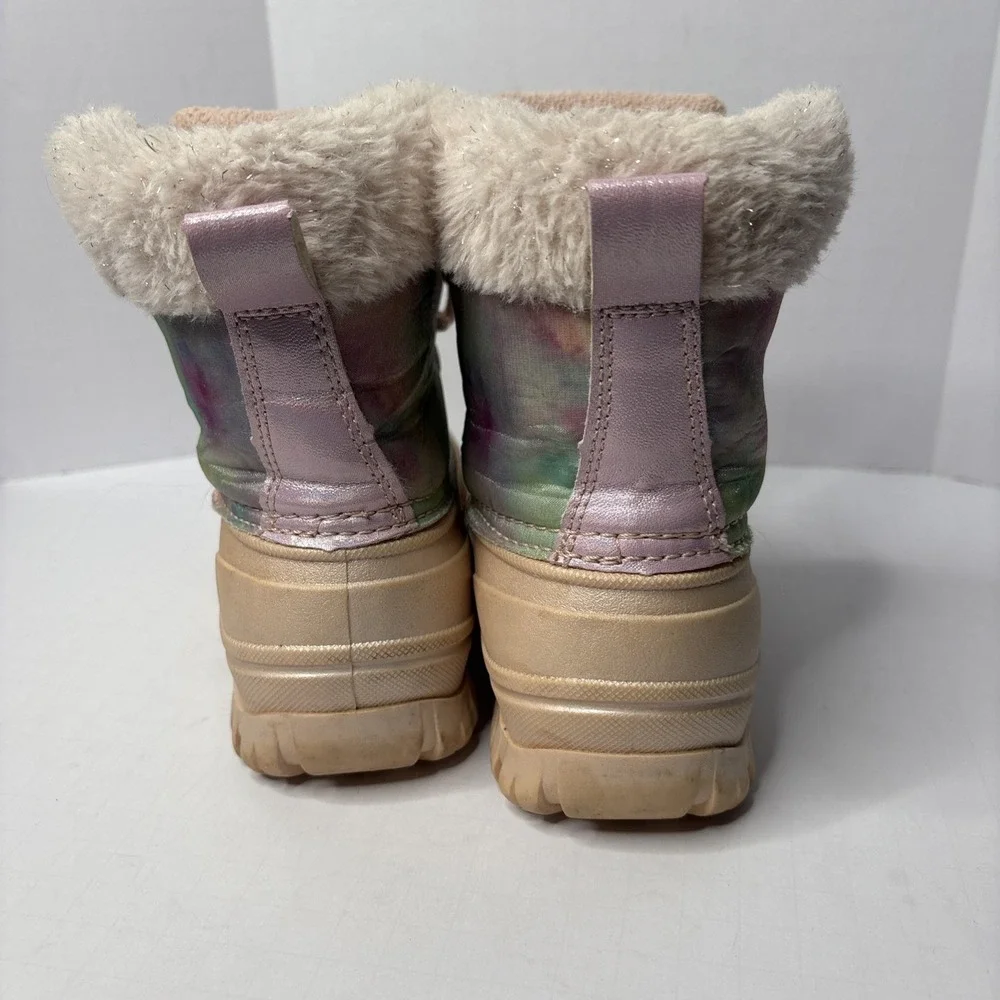 Magellan Outdoor Girls Duck Rain Boots Rubber Waterproof Fur Shearling Pink Sz 1